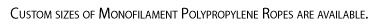 Custom sizes of Monofiliment Polypropylene are Available
